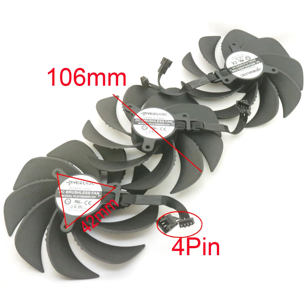 3pcs/lot PLD10020S12H 12V 0.65A 106mm For GIGABYTE RTX4080 RTX4080S RTX4090 GAMING Graphics Card Cooling Fan