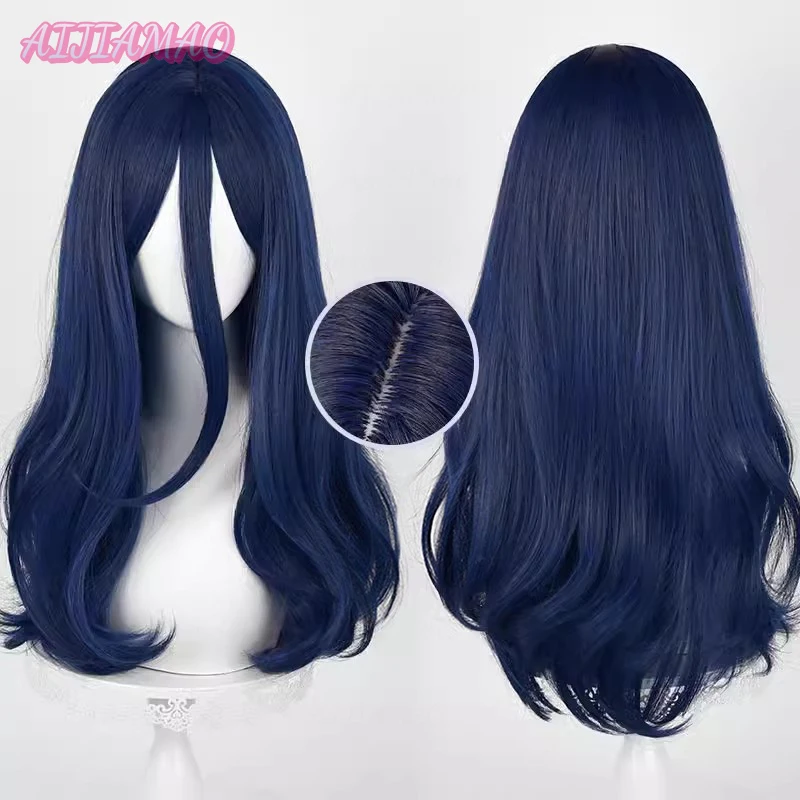 

Kyotaro Sugishita Cosplay Wig Unisex 60cm Long Curly Wave Dakr Blue Wig Cosplay Anime Wigs Heat Resistant Synthetic Wigs