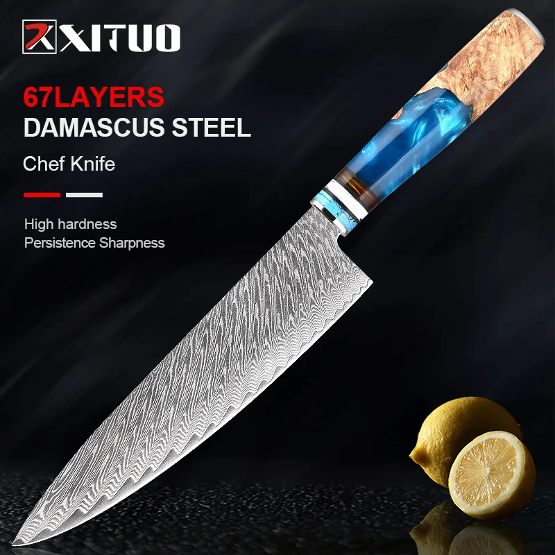 

XITUO Damascus Steel Chef's Knife 67-Ply Japanese VG10 Professional Kitchen Knives Highly Hard Sharp Slicing Cutting Knives