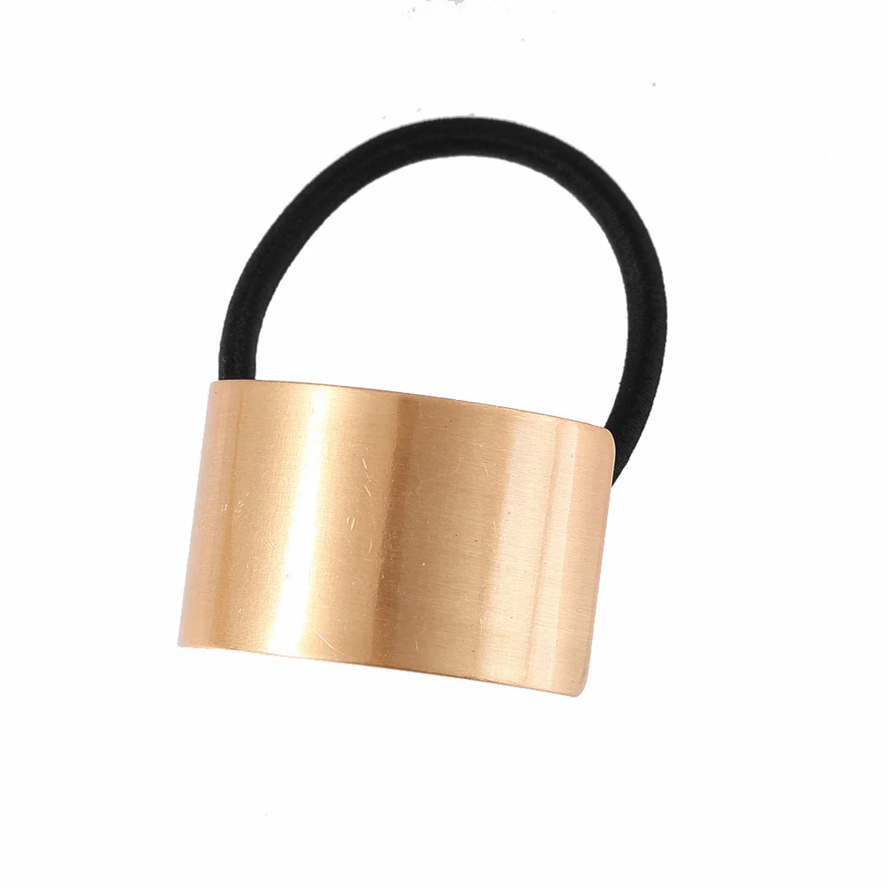 

4Pcs Glossy Alloy Hair Ties Elastic Hair Rings for Women Chic Ponytail Holder Stretch Rope Smooth Finish All Occasions