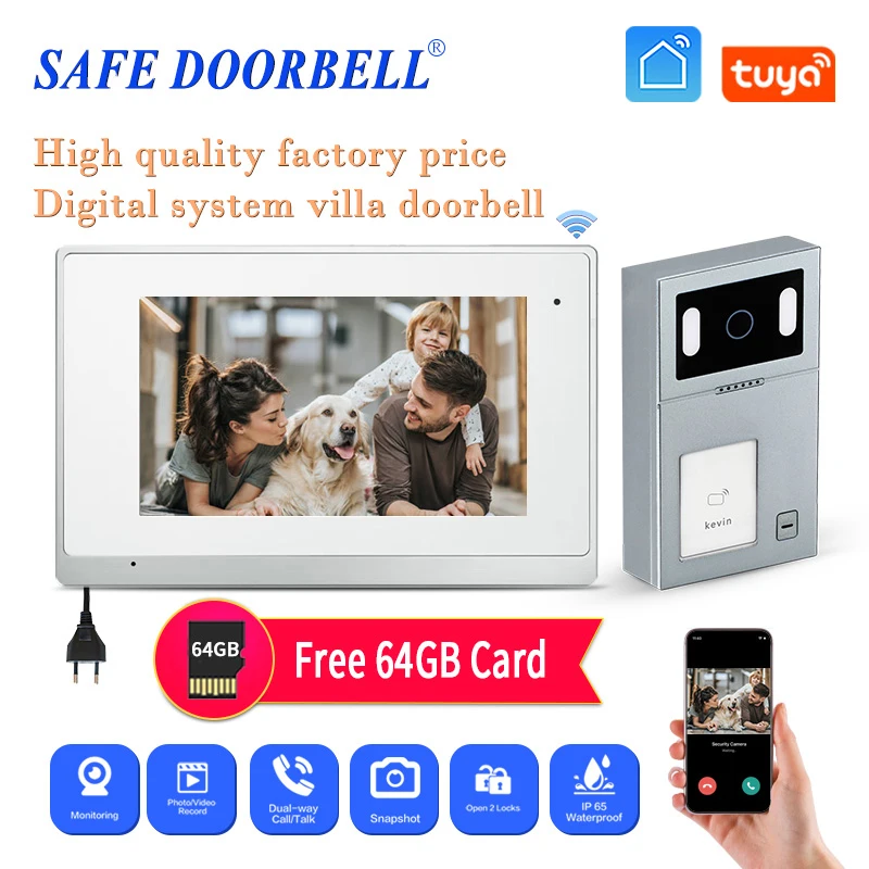 

7 inch Wired WiFi Video Door Phone System Tuya APP Smart Unlock Mobile Remote Control Video Intercom IP65 Waterproof Doorbell