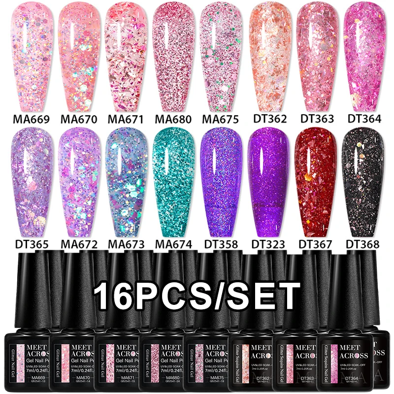 

16Pcs Pink Gel Nail Polish Set HEMA TPO FREE Semi Permanent Soak Off UV Gel Varnish Nail Art Decoration Nail Supplies Manicure
