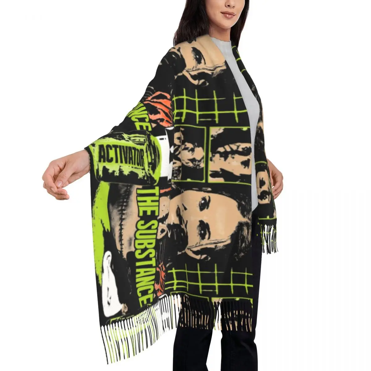 女性用ロングタッセルスカーフ,タッセル付きヘッドスカーフ,ヴィンテージショール,暖かいラップ,カスタム,クラシック,DIY,秋