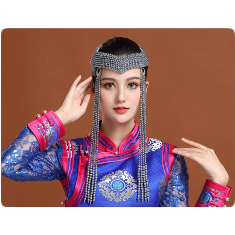 

Handcrafted Beaded Ethnic-Style Dance Performance With Long Tassels Mongolian Headwear