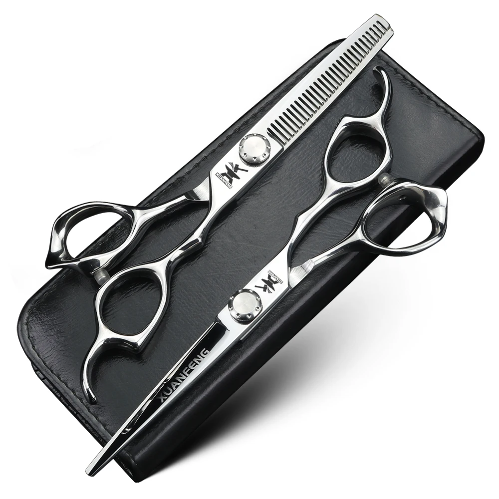 

Comfortable handle hair scissors 6-inch JP440C steel cutting scissors and thinning scissors professional hair cutting tool