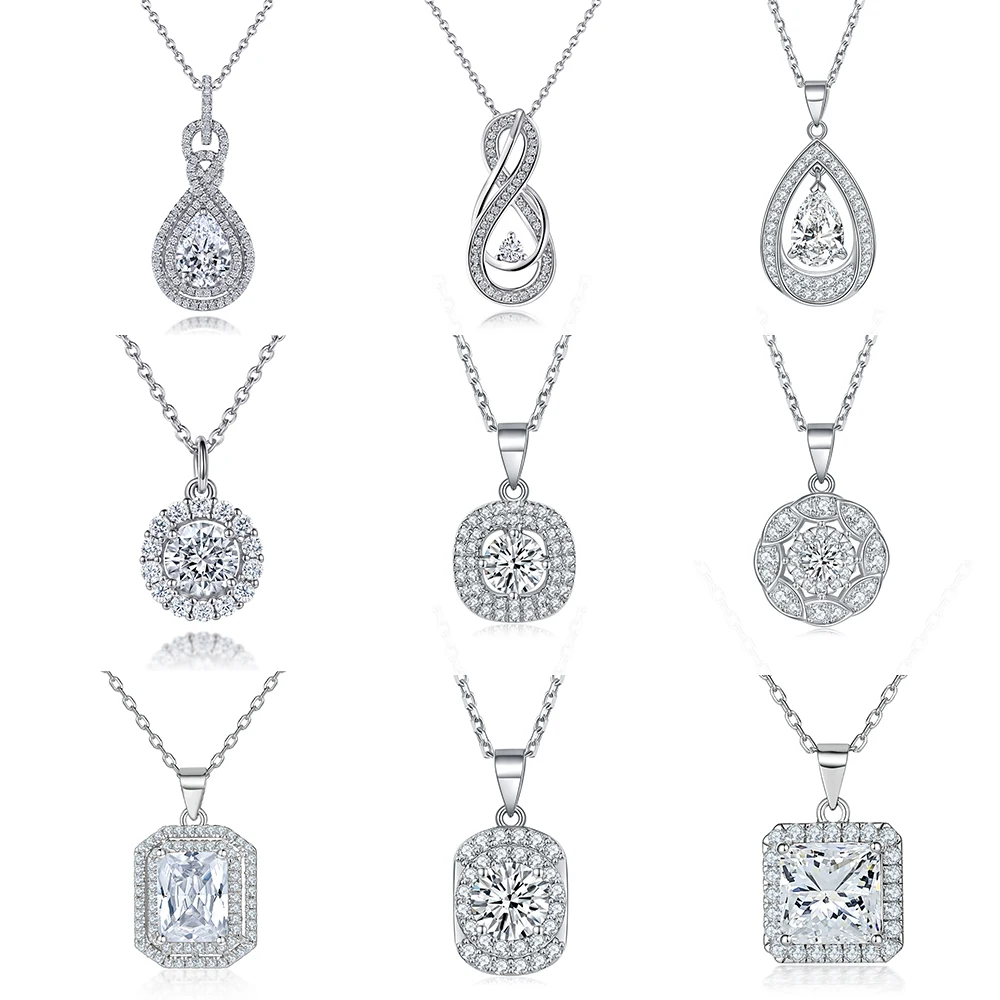 

Fashion Jewelry Sterling 925 Silver Cubic Zirconia Hollow Heart Pendant Necklace Bridal Necklace