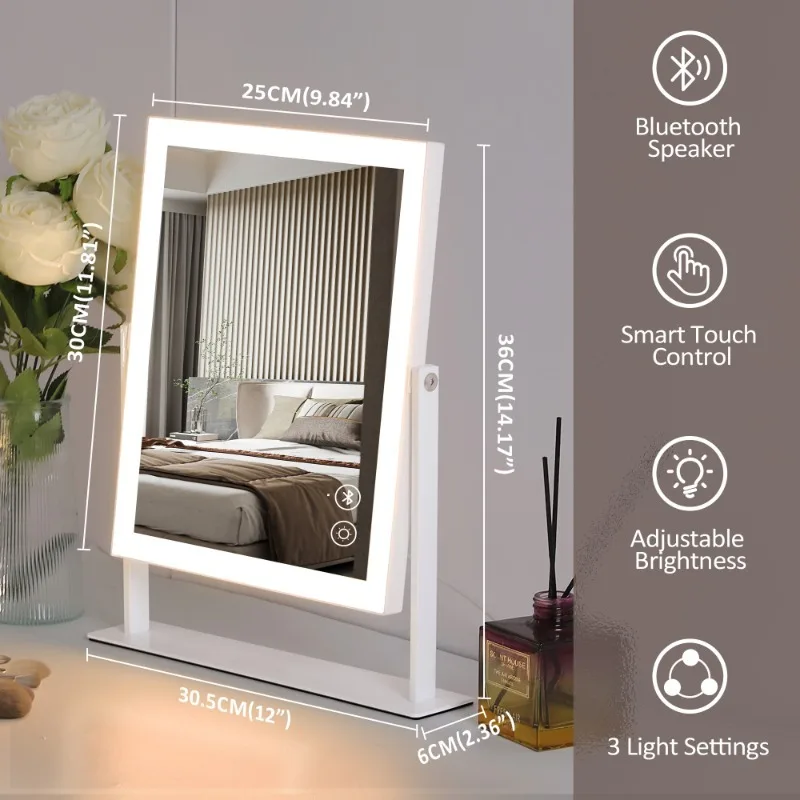 Hollywood Makeup Vanity Mirror With LED Light Strip Bluetooth Speaker Adjustable Color Cute Makeup Tools Setting