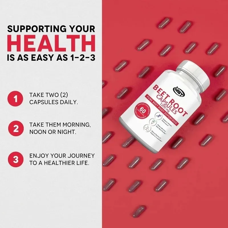 

60 Capsules Of Beetroot - Supports Blood Pressure, Exercise Performance, Digestion, Immune System, Non Gmo And Gluten Free