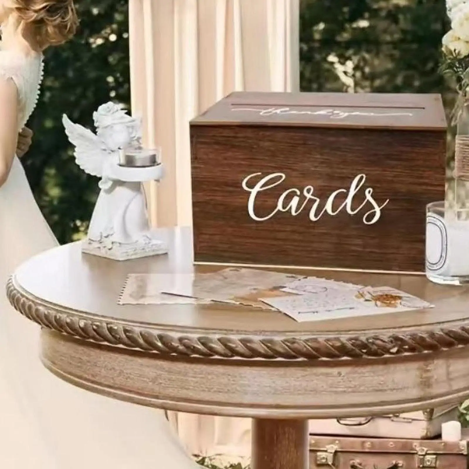 

Wooden Card Holder Money Gift Box Gift with Slot and Lid Wedding Card Box for Reception Event Ceremony Retirements Engagement
