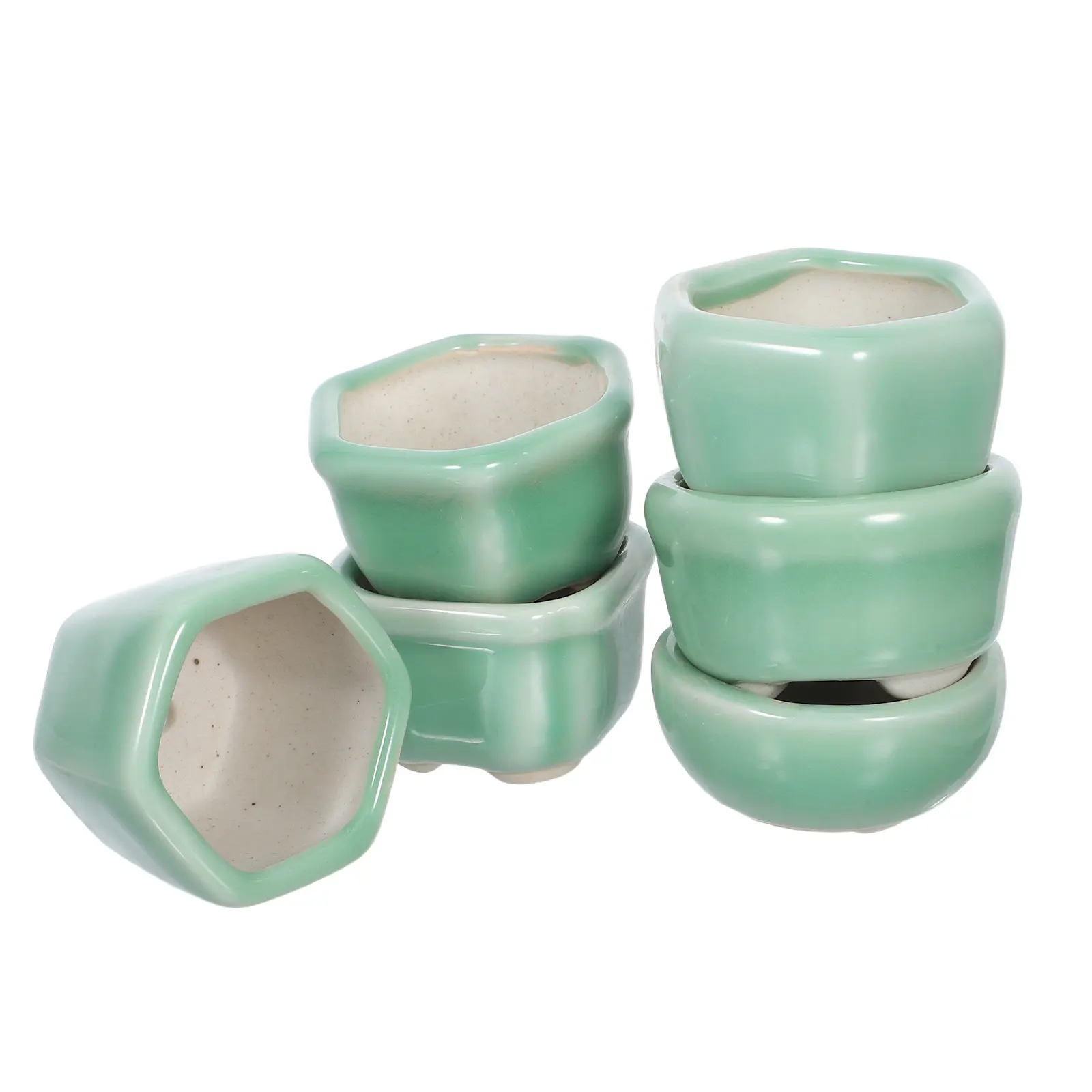 6Pcs Mini Succulent Flowerpots Compact Square Stoneware Pots for Desk Decor Bonsai Landscaping Small Plants Portable Miniature