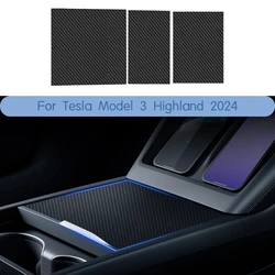 Panel de Control Central para Tesla modelo 3 Highland 2024, cubierta de consola de fibra de carbono Real, película protectora, accesorios de decoración de coche