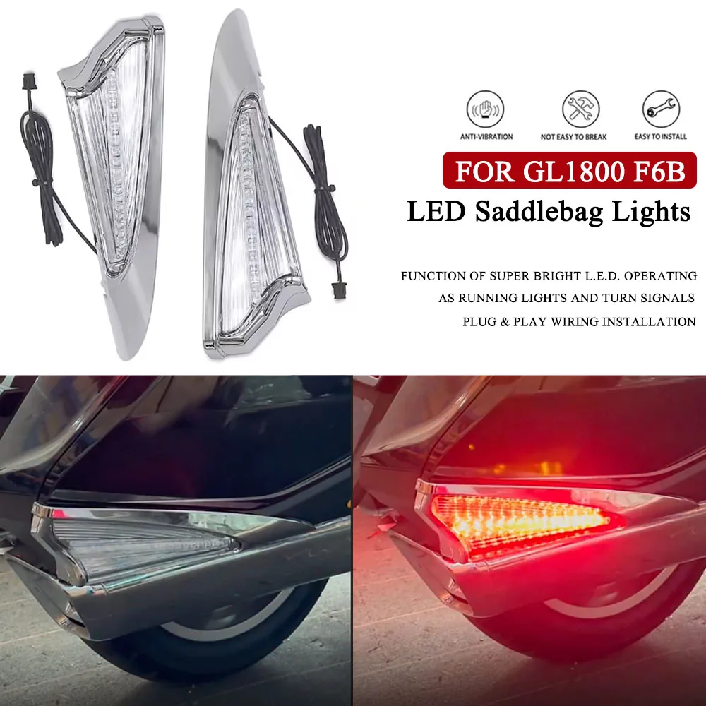 

For HONDA Gold Wing GL 1800 Goldwing GL1800 F6B 2018 - 2024 Motorcycle Rear Saddlebag Accent Swoop LED Light Case Cover 2023