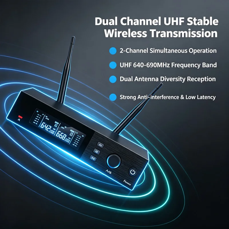CNRV SLXD4/NXN8S Professional Wireless Microphone Stage Performance 2 Channels 640-690MHz Karaoke Metal Handheld SLXD2