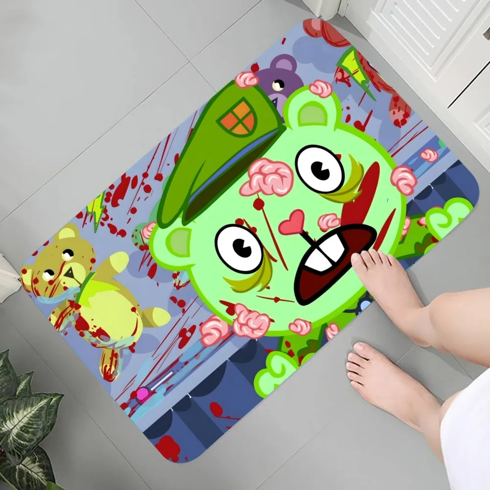 i-Happy Tree Friends Floor Mat Graphic Printed Flannel Doormats for Bathroom Kitchen Entrance Carpet Home Decor