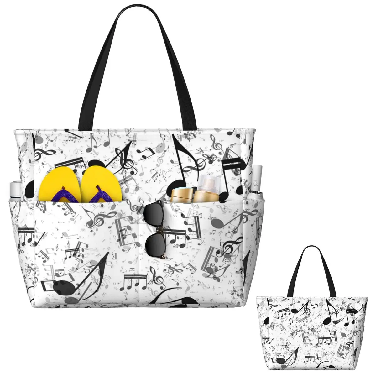 

Пляжная большая сумка с бас-музыкой и нотами, спортивная сумка для занятий йогой, большая большая сумка, женская дорожная сумка, сумка для фитнеса