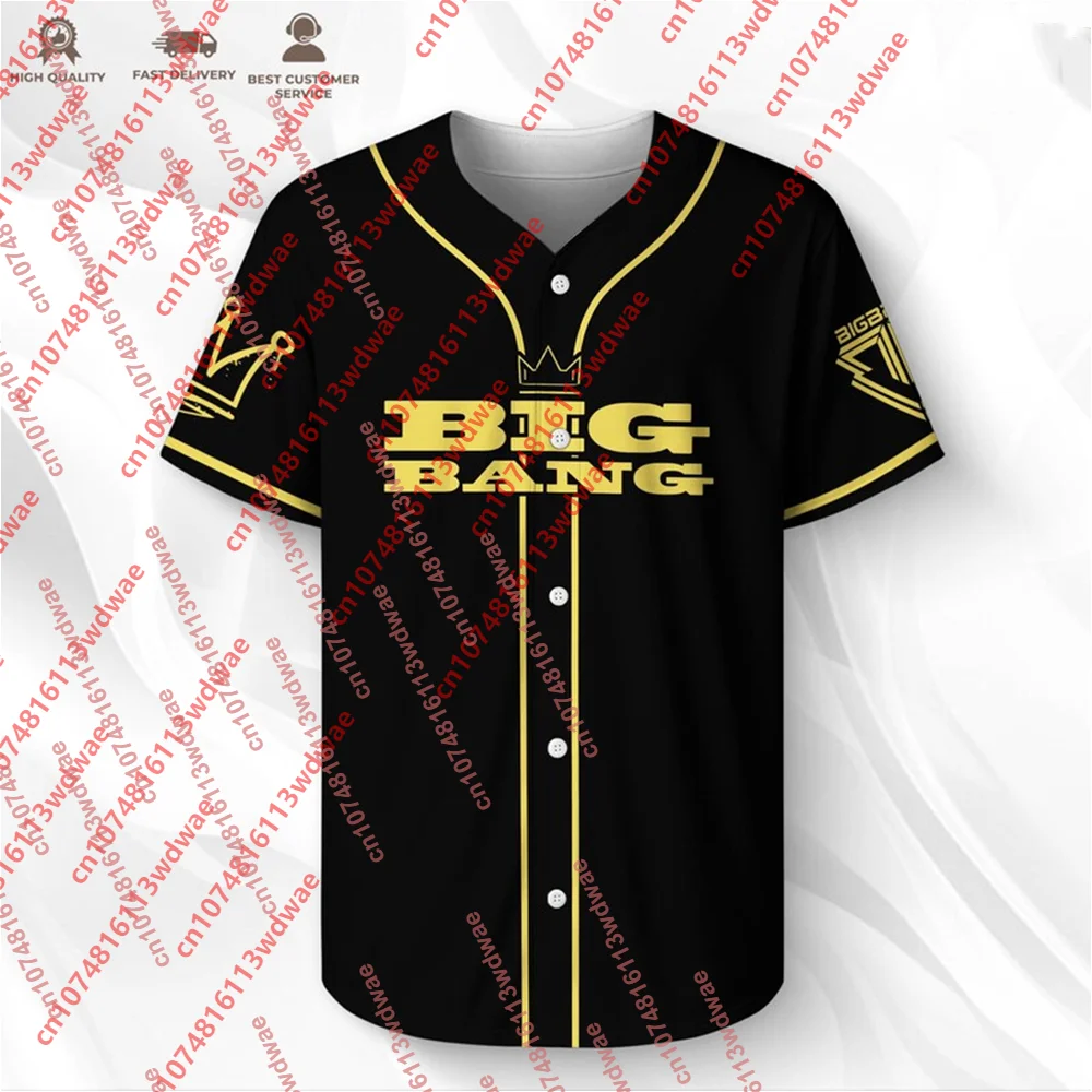 BIGBANG K‑pop Band Signature Baseball Jersey Unisex Short‑Sleeve Women Top For Concert VIP Fans Tour Merch Souvenir Apparel