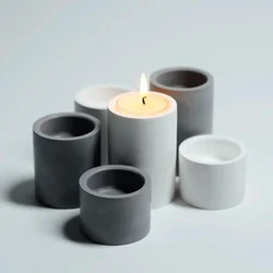 Cylindrical Square Barrel Geometric Cement Candle Holder Aromatherapy Gypsum Silicone Mold Candle Holder Decoration Mould