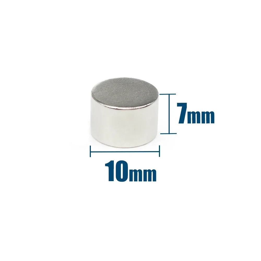 10/20/50PCS 10x7mm Small Round Neodymium Magnet N35 Super Strong Fridge Magnets Disc 107mm Magnetic Sheet Fishing Magnet