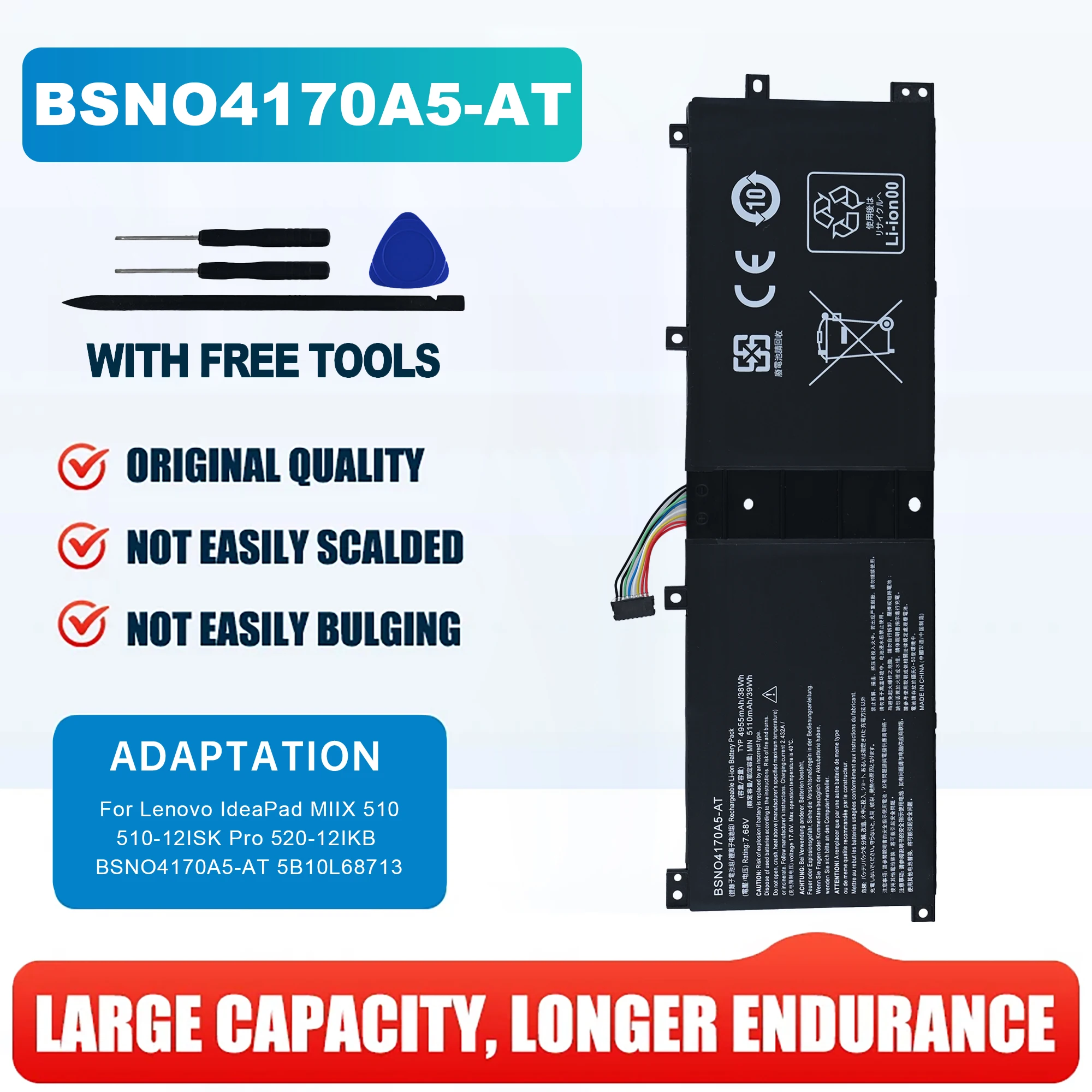 5110mAh Laptop Battery BSNO4170A5-AT For Lenovo Miix 510-12ISK 510-12IKB 520-12IKB For Lenovo pro Miix 510-12 BSNO4170A5-LH 39Wh