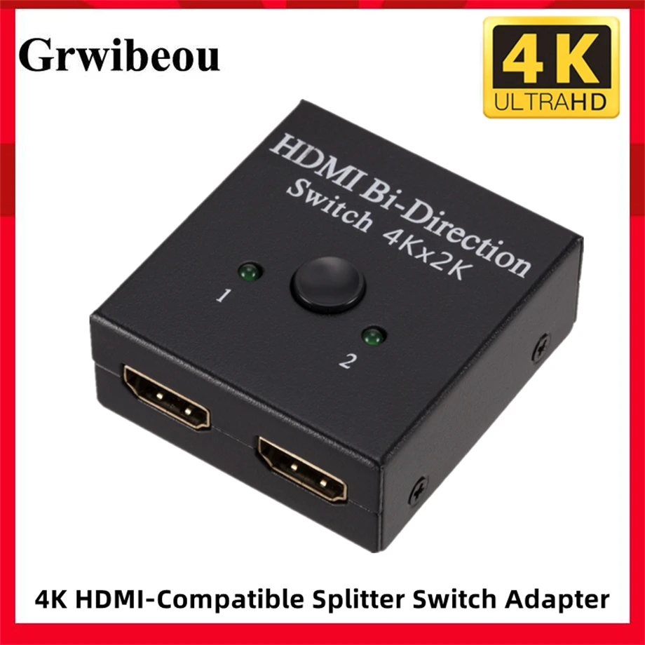 4K HDMI-Compatible Splitter Switch KVM Bi-Direction 1x2/2x1 HDMI-compatible Switch 2 In1 Out for TV Box PS4/3 Switcher Adapter