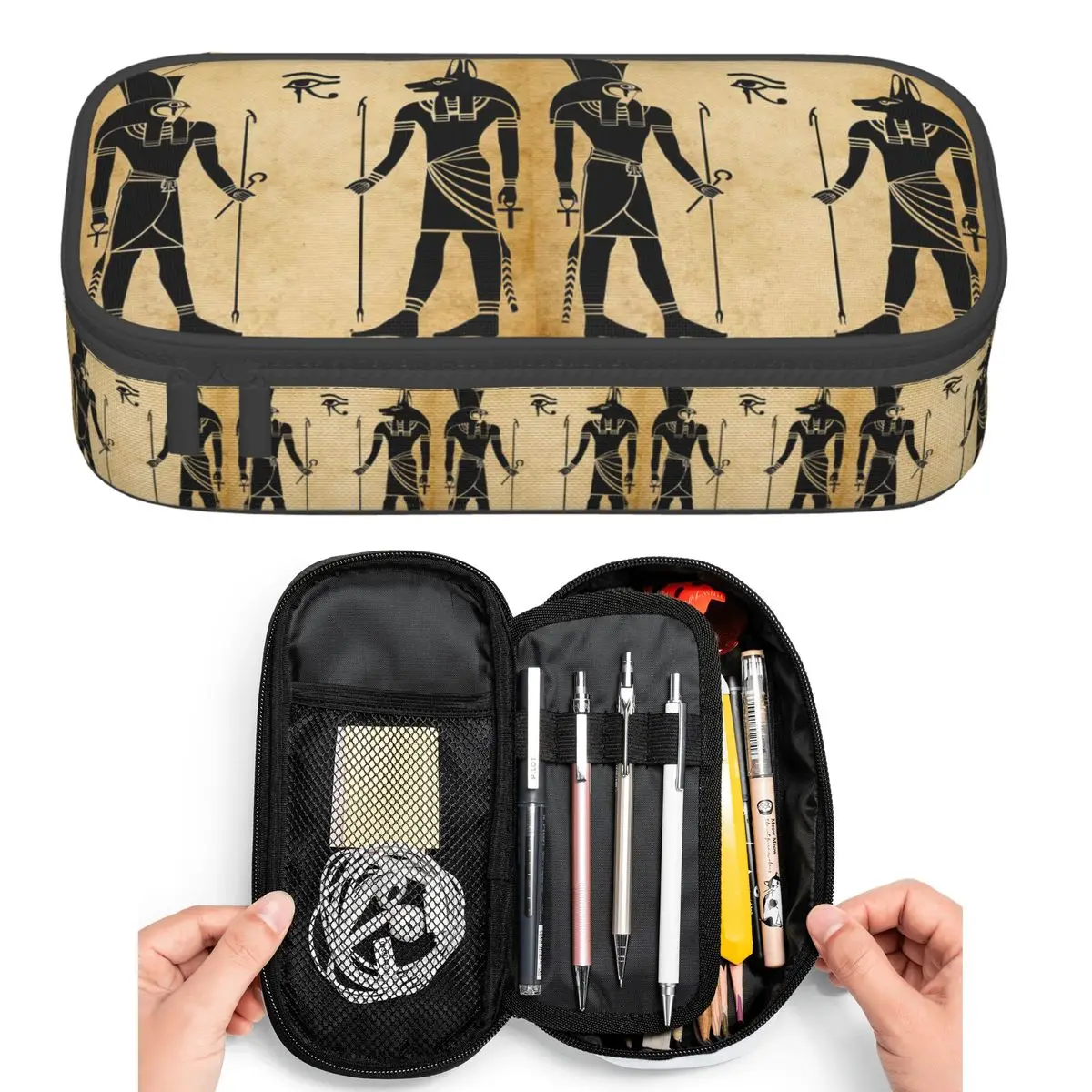 

Ancient Egypt God Horus And Anubis Egyptian Pharaoh Pencil Cases Student Pen Box Pencil Bag Big Capacity Pencil Pouch Pen Holder