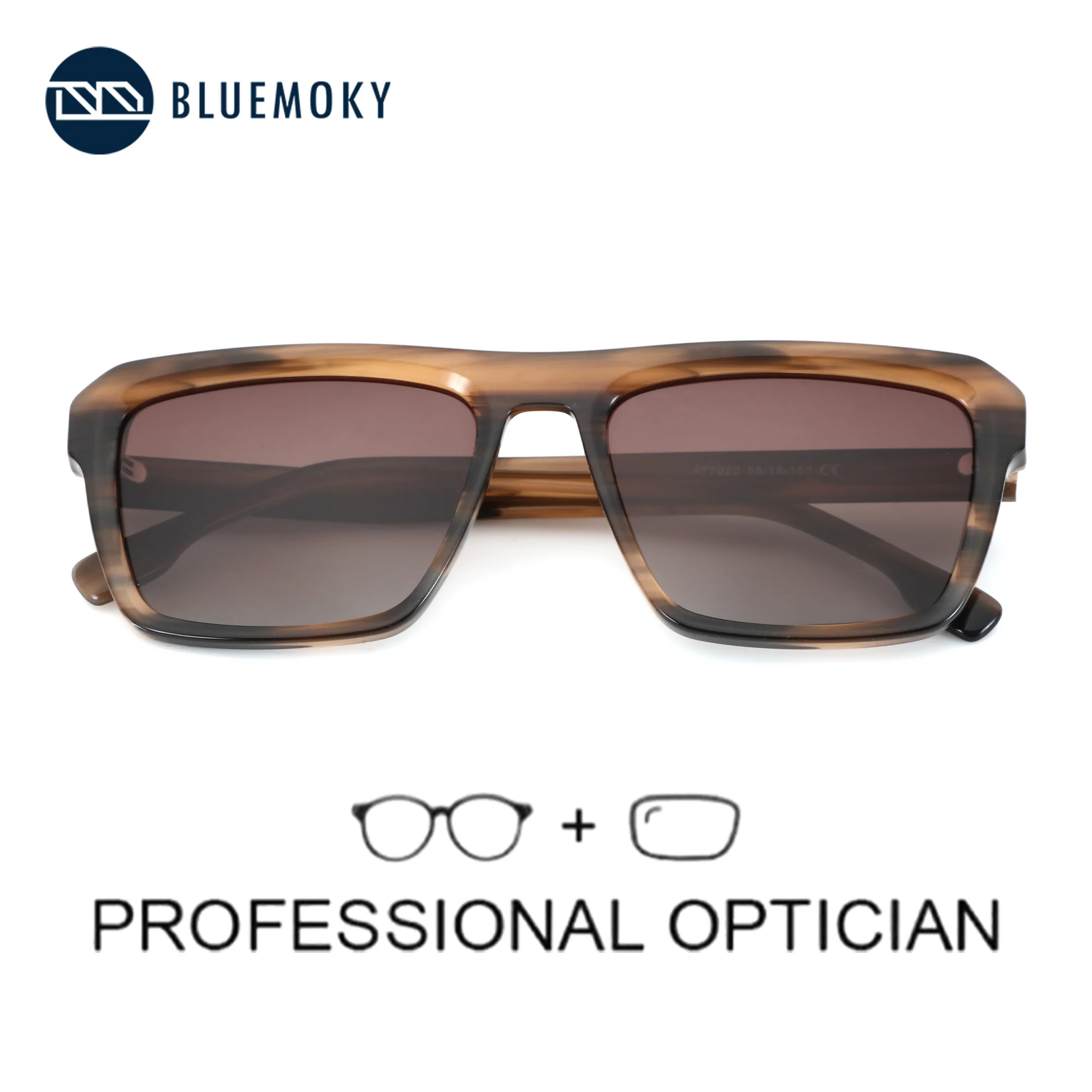 BLUEMOKY M Size Modish Acetate Rectangle Prescription Sun Glasses For Men Polarized Optical Sunglasses UV400 Protection Shades