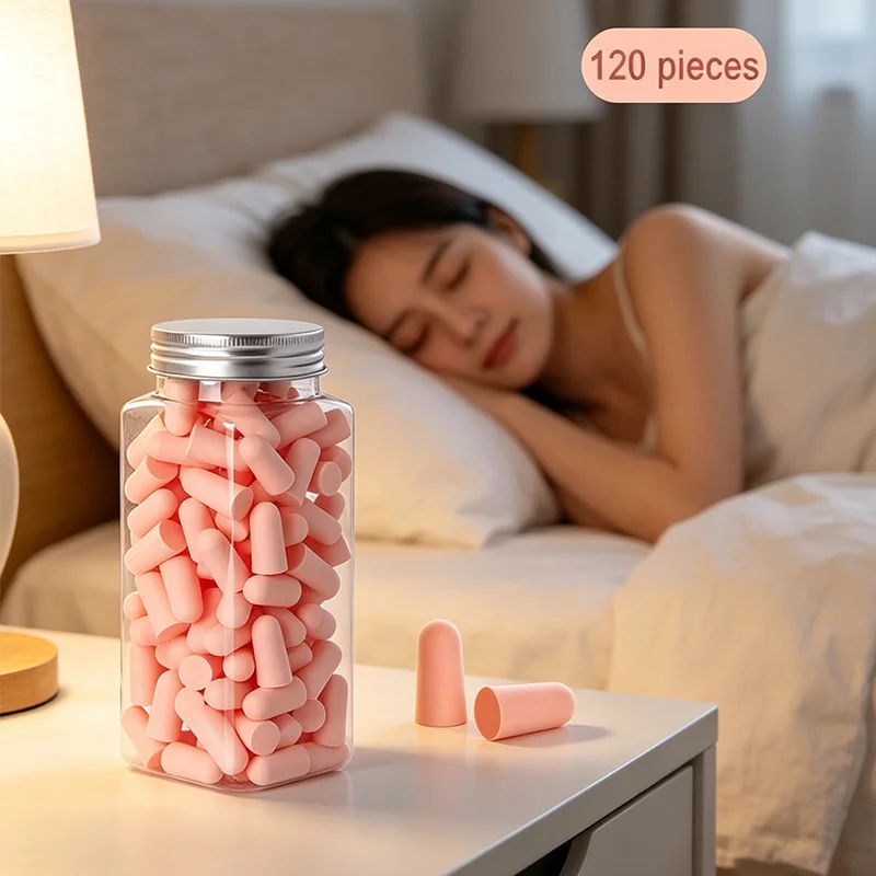 24/120PCS Anti-noise Ear Plugs Slow Rebound Soft Tapered Noise Reduction Ear Protector for Sleep Soft Foam Earplugs Anti-Noise