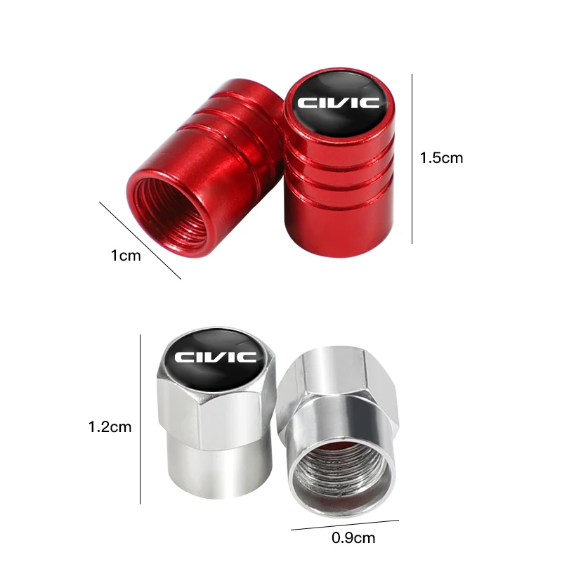 4Pcs Metal Car Wheel Tire Valves Caps Waterproof Dustproof Cover For Honda Civic Fit Accord City Vezel CR-V S660 Odyssey HR-V