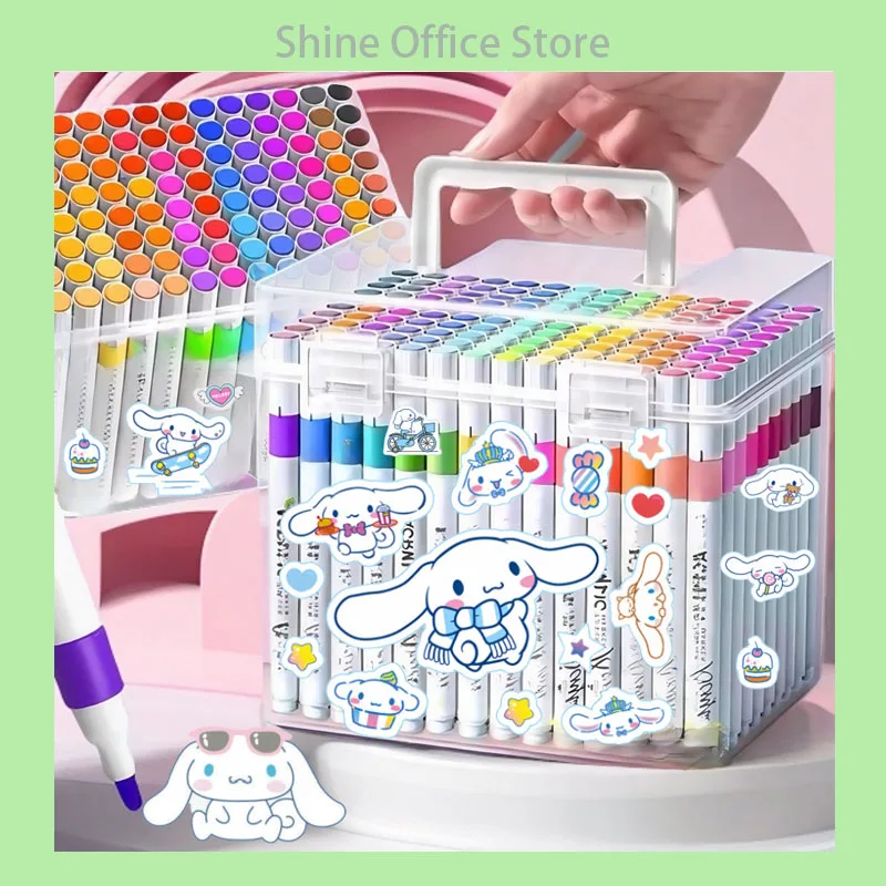 Sanrio Cinnamoroll-pincel marcador acrílico de dibujos animados para estudiantes de guardería, juego de bolígrafos de Color apilables y apretados para niños