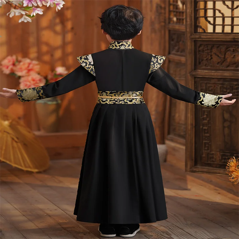 Child Chinese Traditional Knight-Errant Style Improved Hanfu Stage Costume Boy Fashion Handsome High Quality Tang Suit