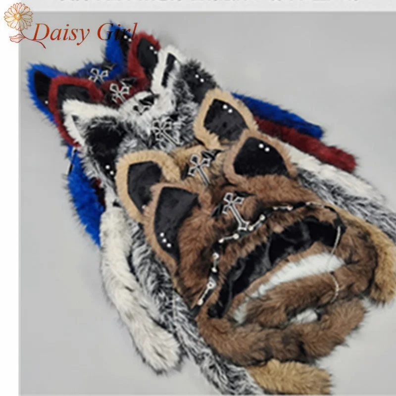 Nieuwe herfst- en winterhot girl Abby Cat Ear Hat Warme donkere gotische stijl pluche koepelhoeden