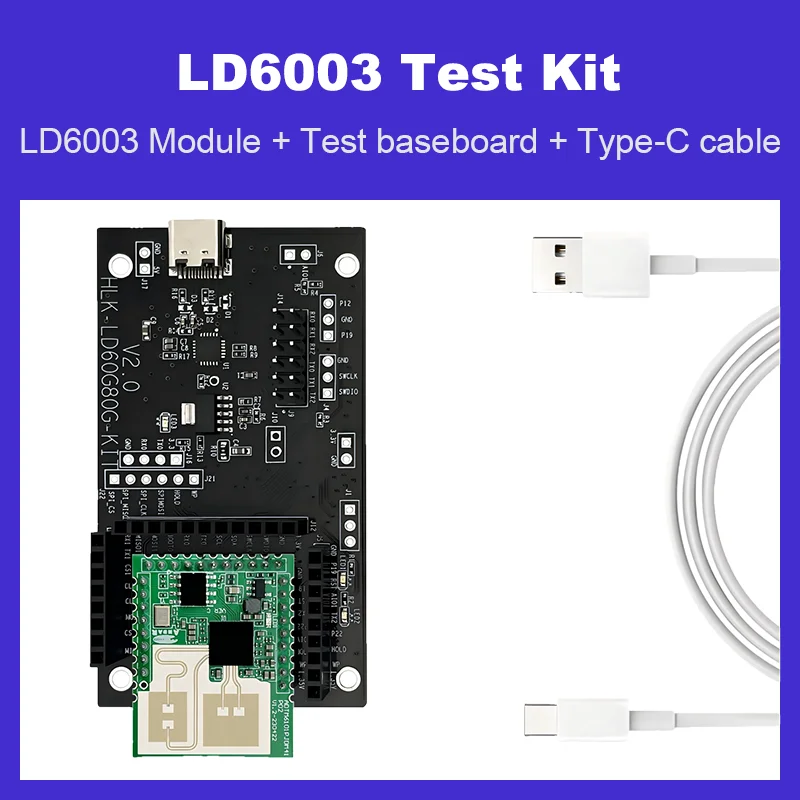 Hi-Link LD6003 60GHz Millimeter Wave Radar Sensor 3.3V 3m Sensing Ceiling Tilt Mount Human Presence Detector for Smart Home