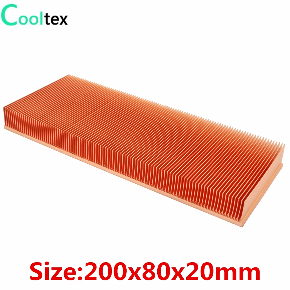 

(high Power) Pure Copper Heatsink 200x80x20mm Skiving Fin Heat Sink Radiator For Electronic Chip LED Cooling Cooler