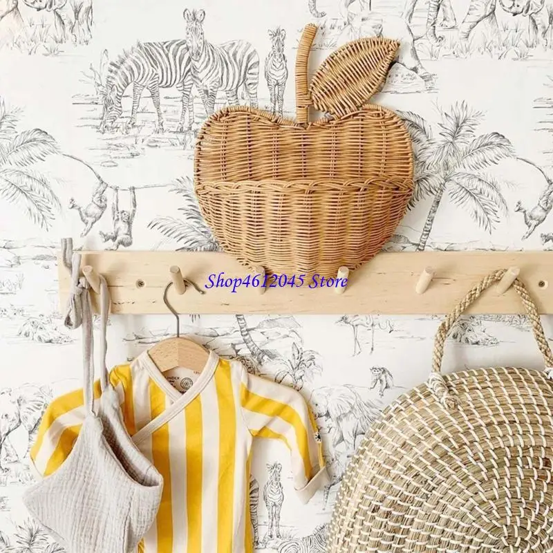 

L69A Fruit Storage Rattan Basket Kids Flower Wicker Hand Woven Hanging Clothing Home Decor