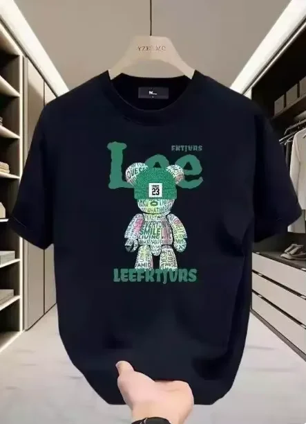 2026 New American Casual Lettered Bear Print T-shirt, 2026 New Loose Short Sleeve Fashion Top for Men Women