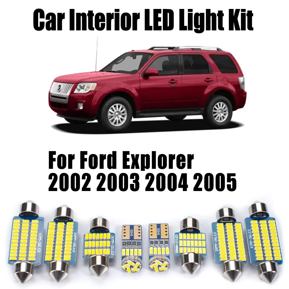 15Pcs Canbus LED Interior Vanity Mirror Light Kit For Ford Explorer 2002 2003 2004 2005 Car Accessories Reading Dome Trunk Bulbs