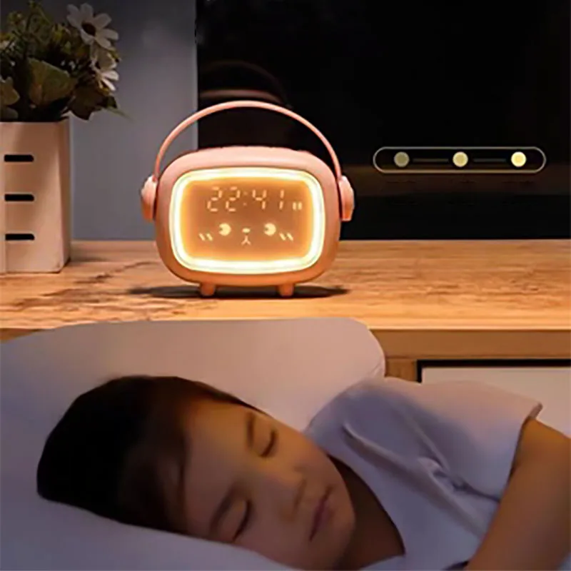 LED Digital Angel Alarm Clock Night Light Electronic Smart Alarm Clock Voice Wake-up Desktop Clock Home Bedside Bedroom Child