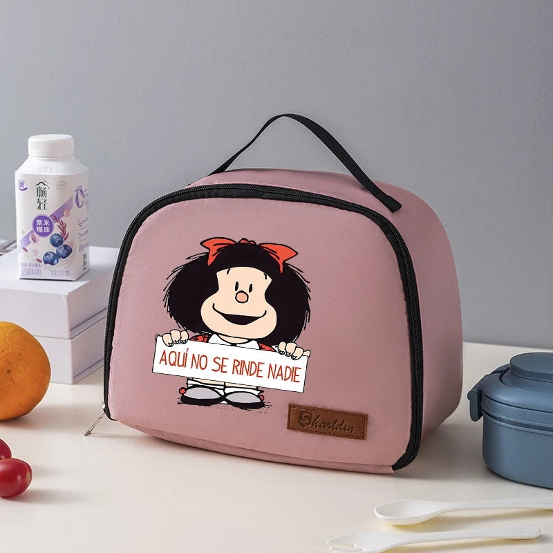 MAFALDA  Women Portable Lunch Bag Waterproof Thermal Insulated Lunch Box Bento Pouch Insulation Bag Student Thickened Lunch Bag image 2