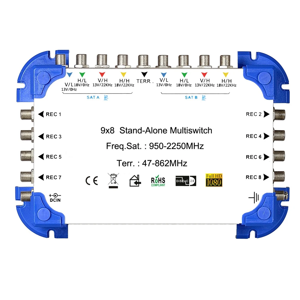 Satélite 9 en 16 salidas Diseqc 950-2400MHz Diseqc Switch Satélite multiinterruptor