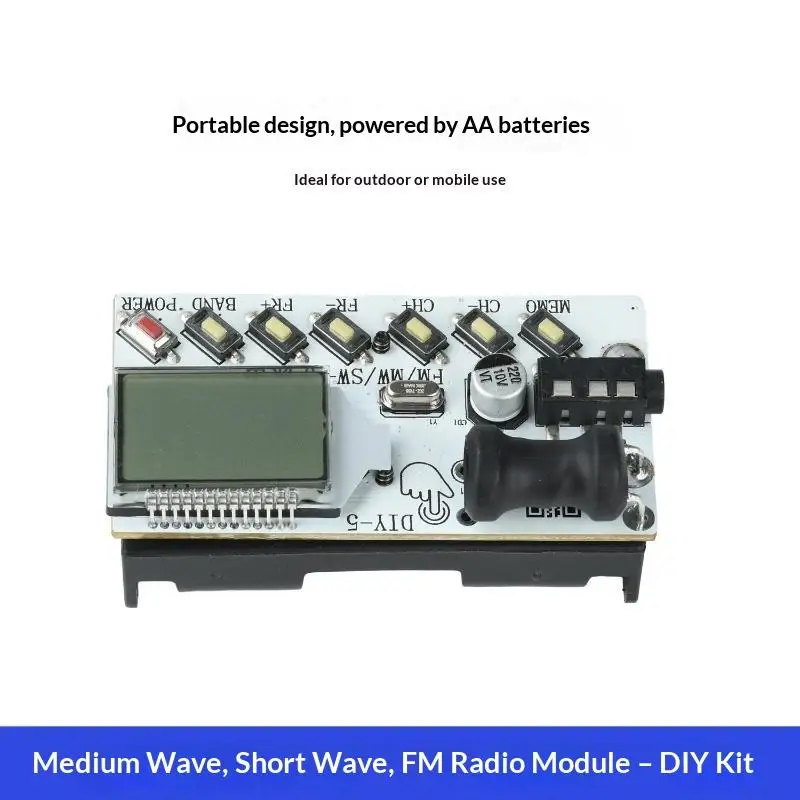 DIY 87–108MHz FM/MW/SW Radio Receiver Module With LCD Display AA Battery Powered