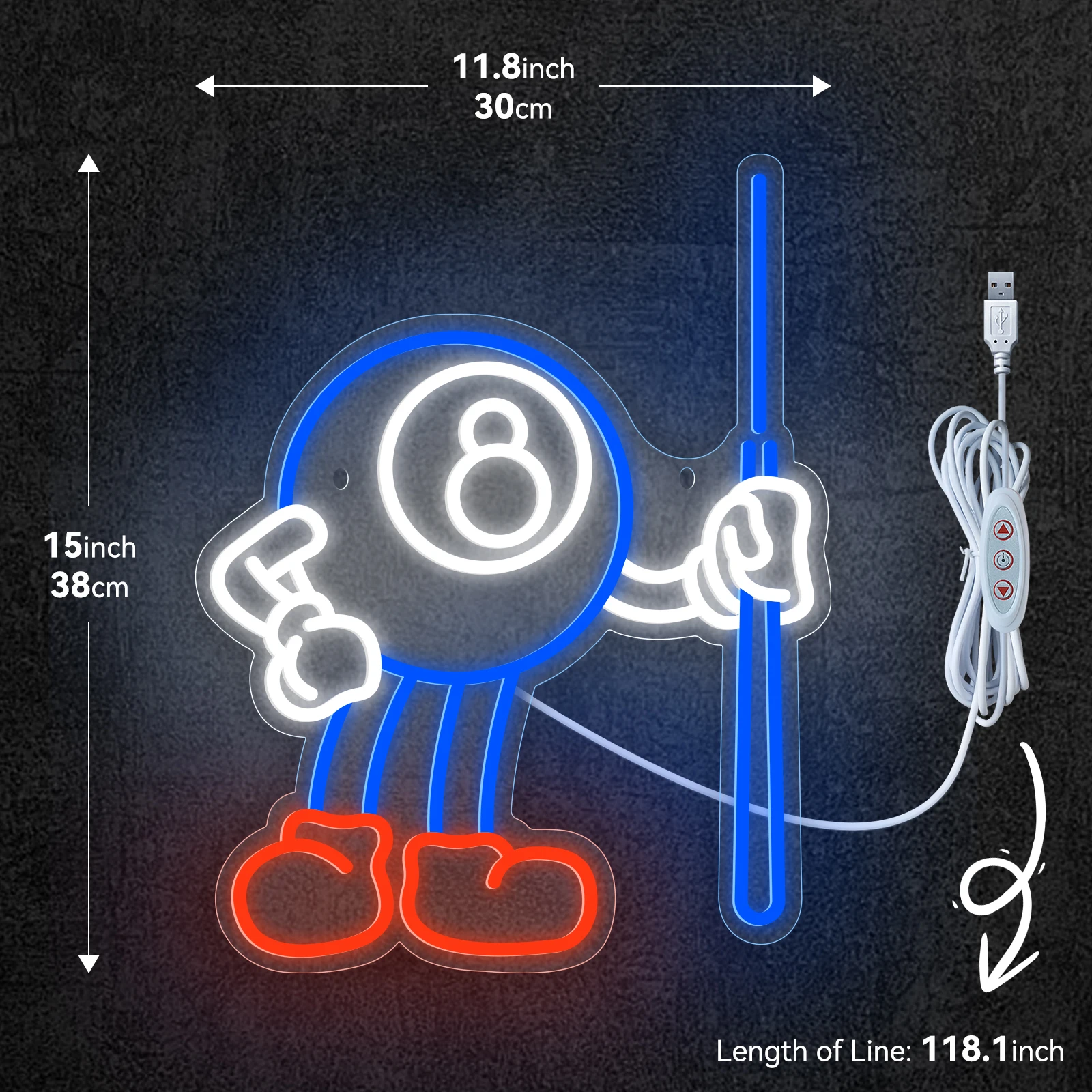 Cute Billiards Doll LED Neon Light Sign Acrylic Neon Sign USB For Billards Room Gaming Room Club Wall Decor Cartoon LED Signs