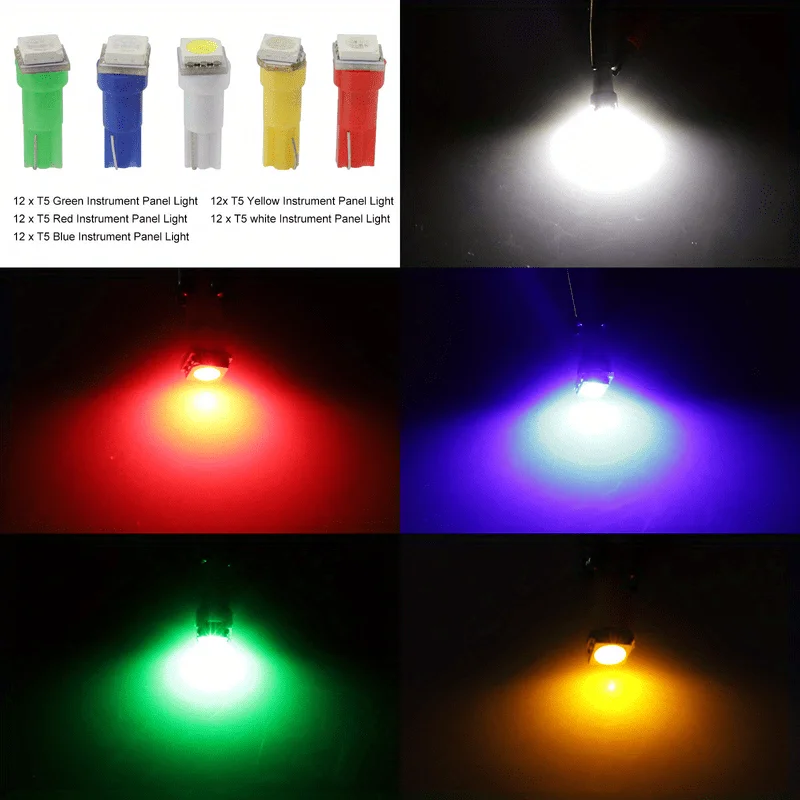 70 buah T5 T10 5050-SMD LED Speedometer Instrumen Gauge Cluster Dash Light Bulbs