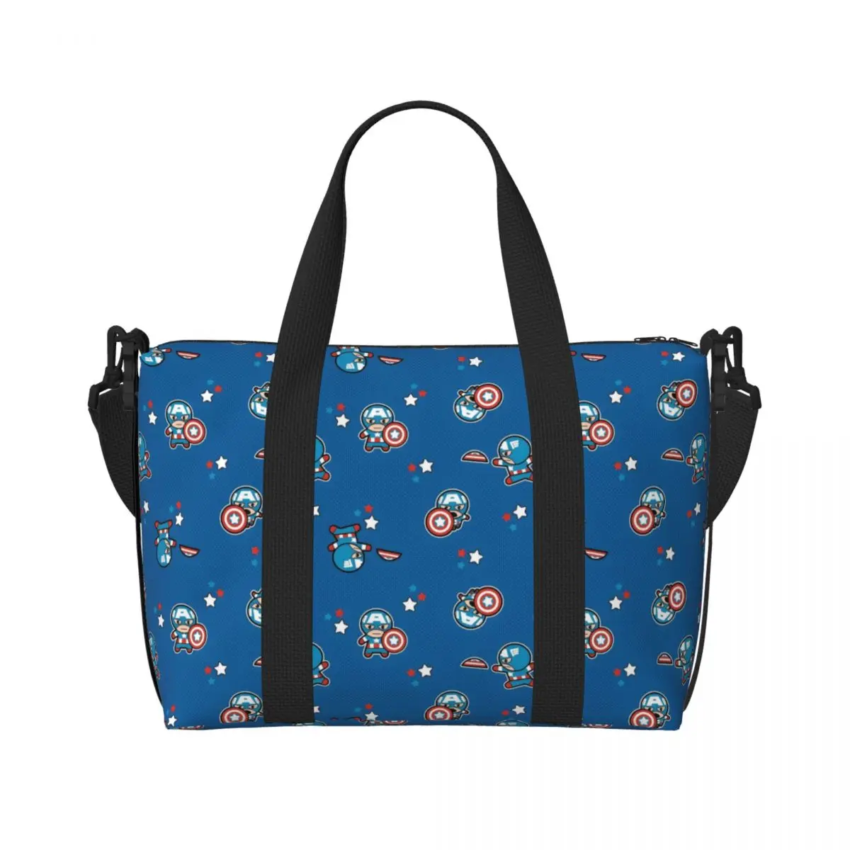 

Custom Captain America Cartoon Tote Bag Women Large Capacity Anime Marvel Super Hero Beach Gym Shoulder Travel Bag