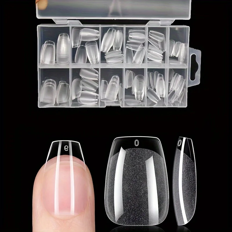 120 Stuks Volledige Dekking Druk Op Nagel Tips Stiletto Amandel Vierkante Doodskist Franse Valse Fake Soak Off Gel Nail Extension tips Capsule