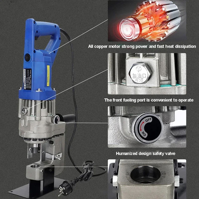 Electric Hydraulic Punching Machine Electric Punching Tool Hydraulic Piercing Press Angle Iron Puncher 220V