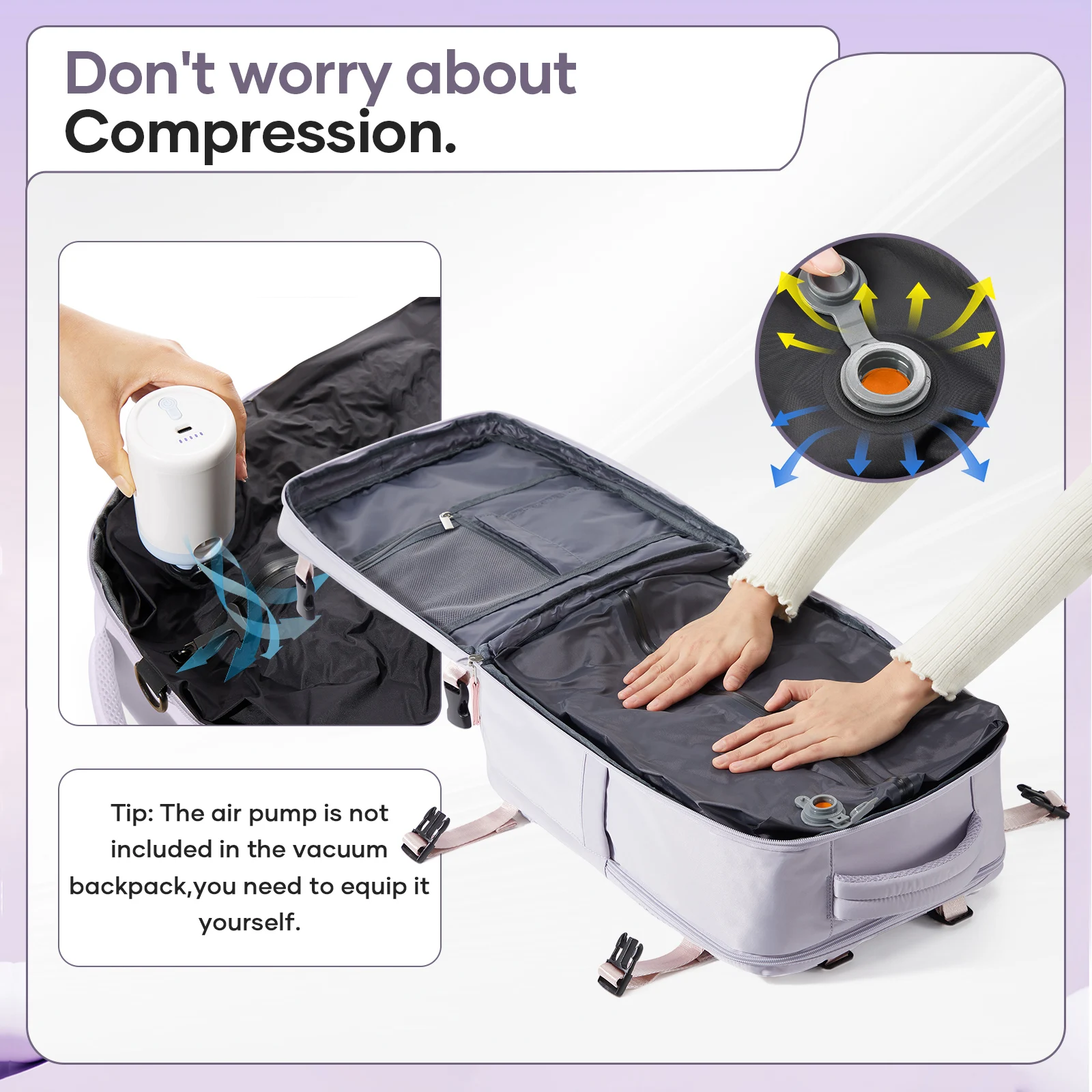 Wizzair 40x30x20 حقيبة الظهر فراغ ضغط حقيبة السفر 15.6 في حقيبة الكمبيوتر المحمول حقائب مدرسية أكياس مكنسة للملابس