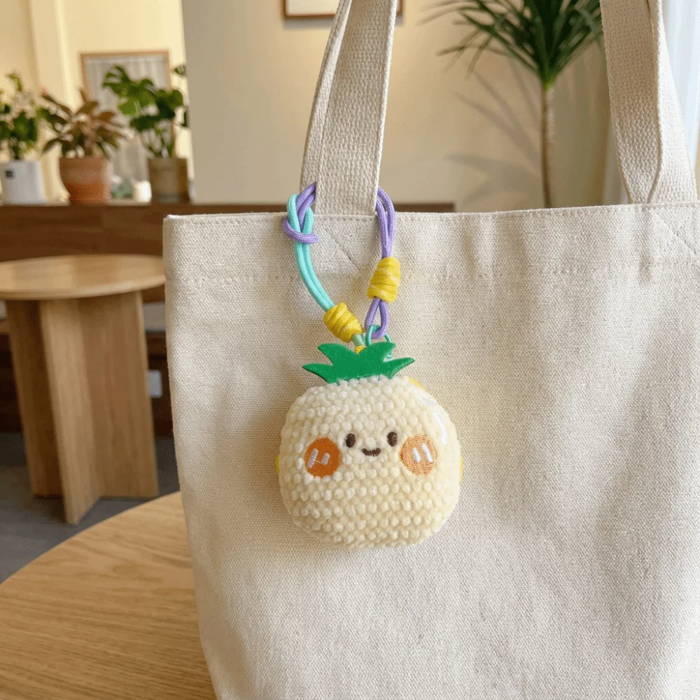Portable Fruit Cartoon Bag Pendant Key Chain Adorable Plush Earphone Bag Mini Plush Pouch Dolls Coin Purse Men