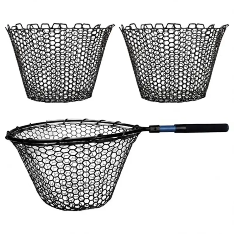 

A89E-2Pcs Rubber Fishing Net Replacement Netting Without Handle Fly Fish Landing Nets Bag Foldable Rubber Mesh