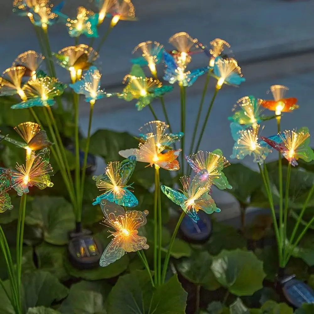 

6/8 Head Solar Fiber Optic Flower Light Simulated Flower Decorative Lighting Flowers Ground Stake Light Automatic Light Sensor