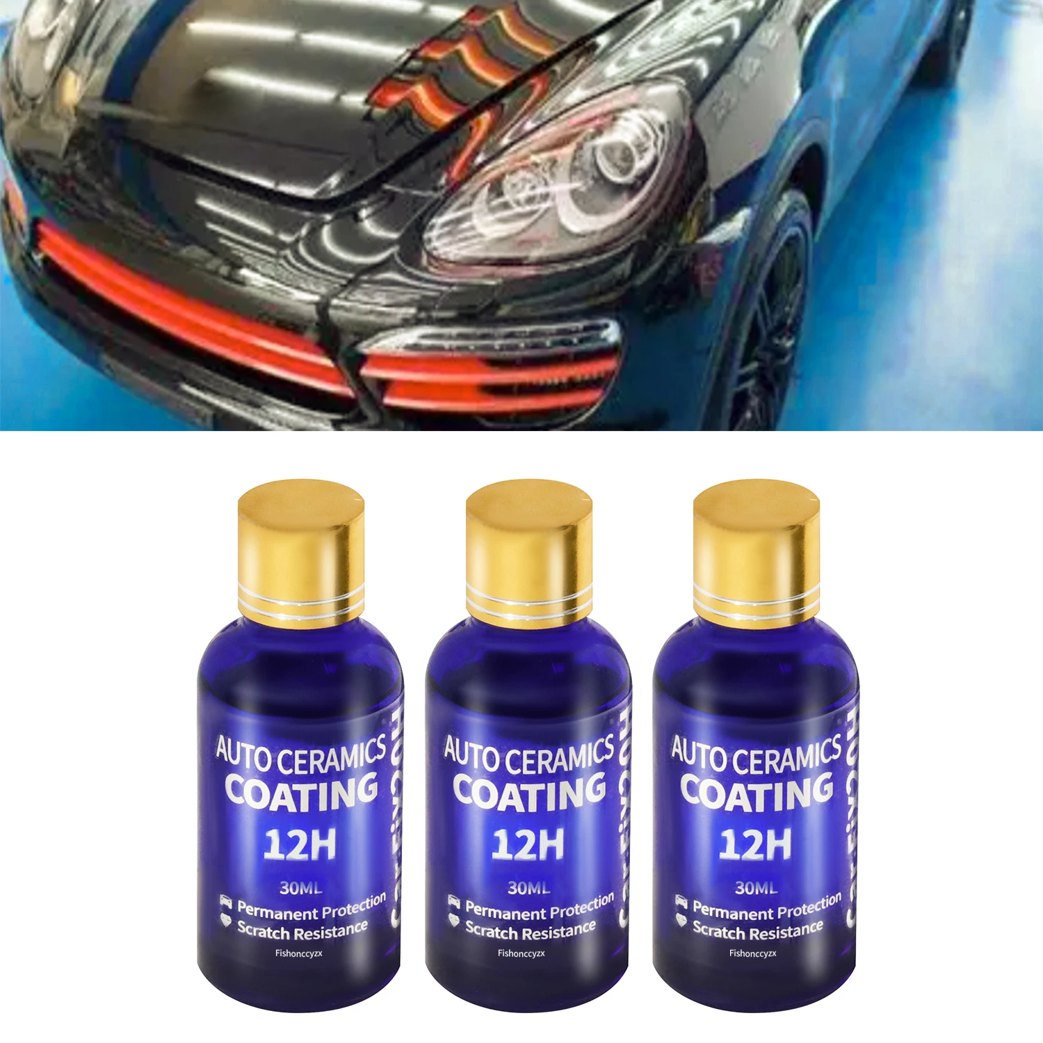 3PCS 12H Car Liquid Ceramic Coat Super Hydrophobic Glass Coating Set Polysiloxane and Nano Materials Ceramics for Cars